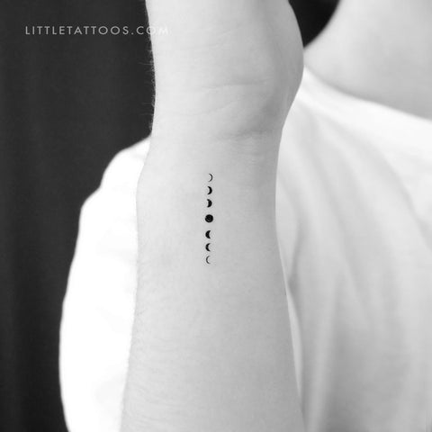 Small Vertical Moon Phases Temporary Tattoo - Set of 3