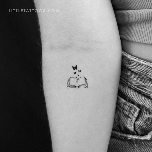 Tatuaje temporal de libro de mariposas pequeñas (juego de 3)