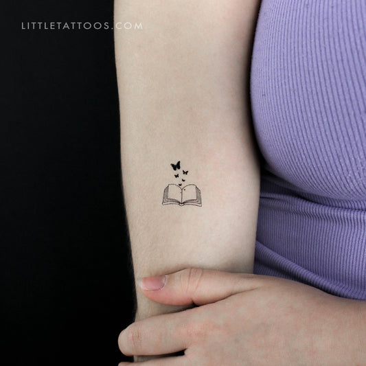 Tatuaje temporal de libro de mariposas pequeñas (juego de 3)