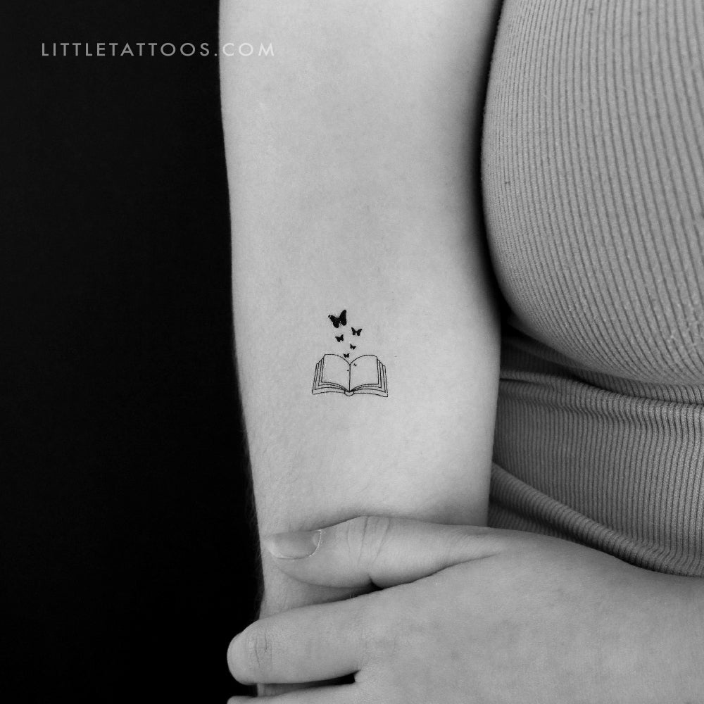Small Butterfly Book Temporary Tattoo - Set of 3