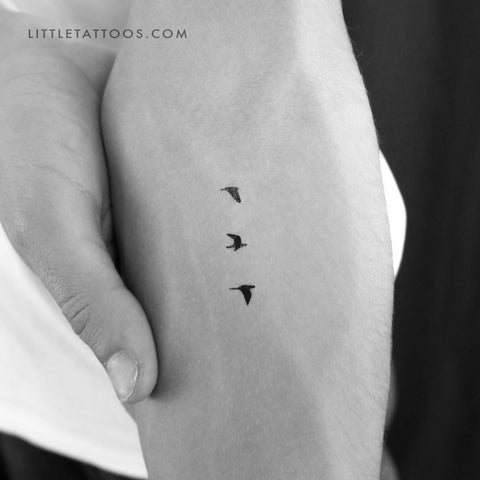 3 Small Flying Birds Temporary Tattoo - Set of 3