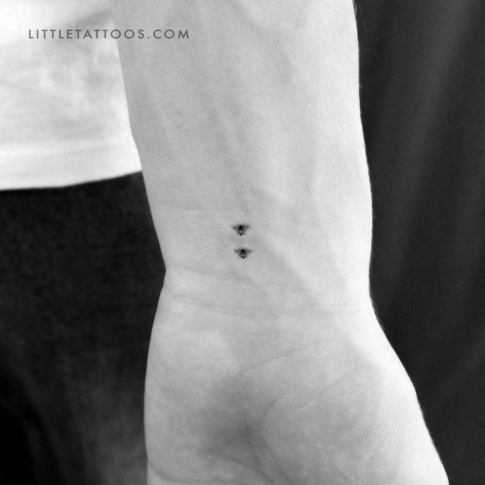 Tatuaje temporal de dos abejas - Juego de 3