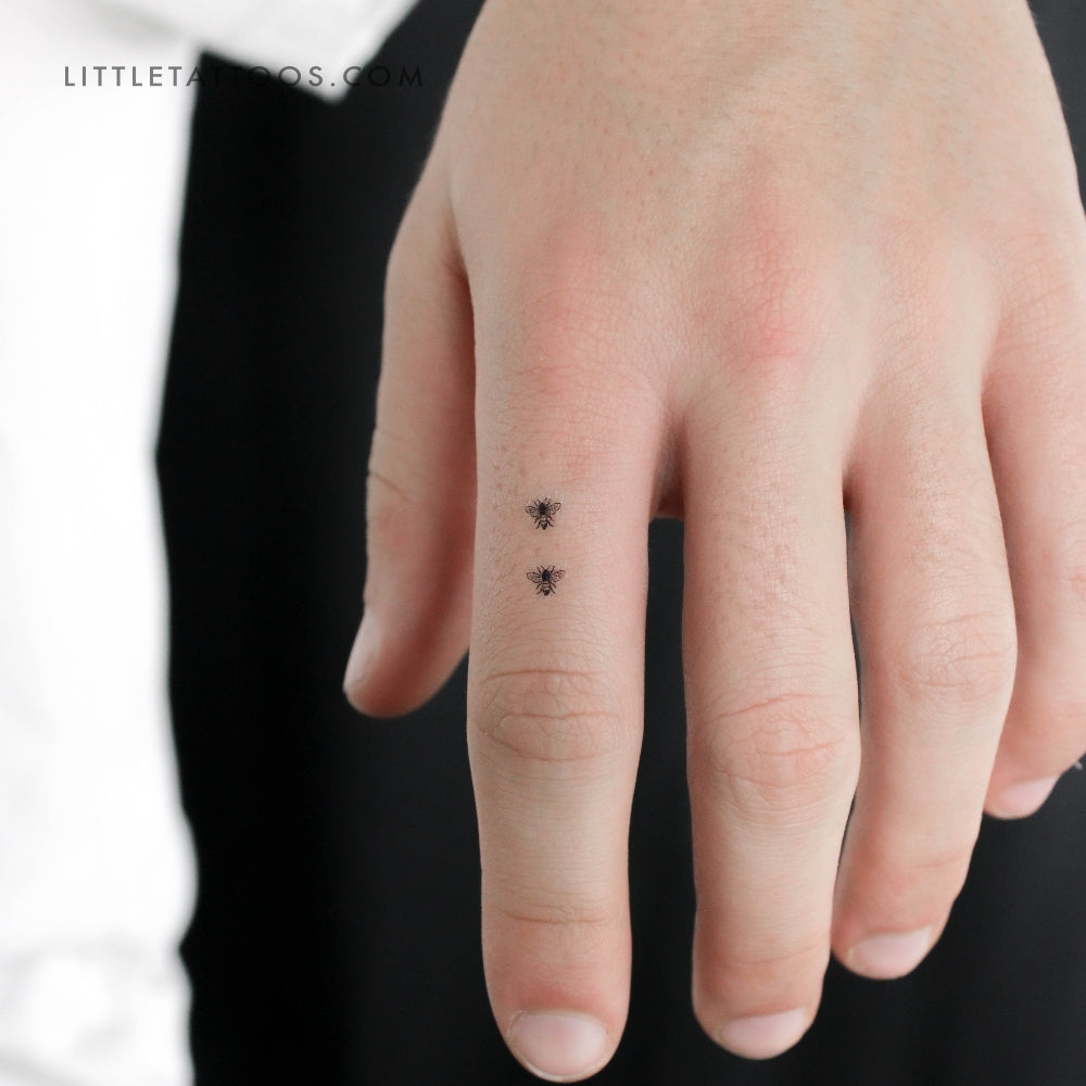 Tatuaje temporal de dos abejas - Juego de 3