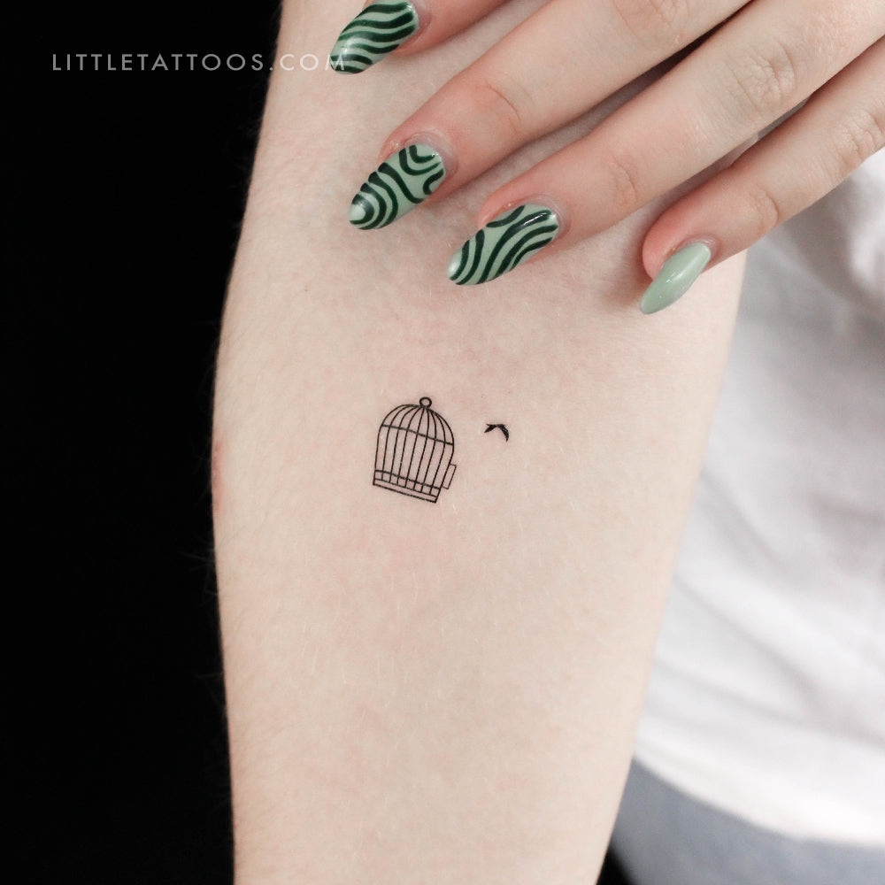 Tatuaje temporal de jaula de pájaros - Juego de 3