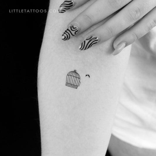 Tatuaje temporal de jaula de pájaros - Juego de 3