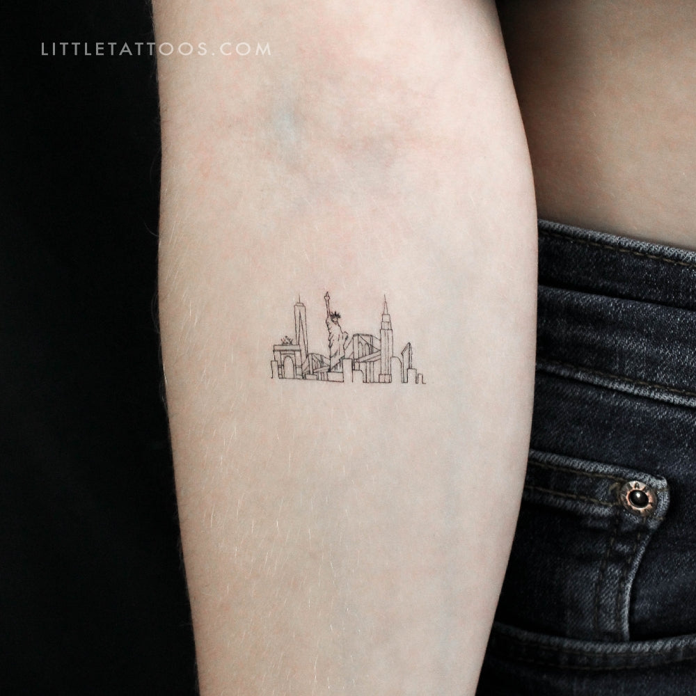 Tatuaje temporal pequeño del horizonte de Nueva York (juego de 3)