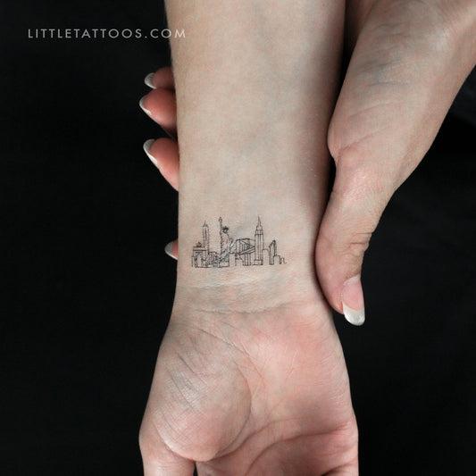 Tatuaje temporal pequeño del horizonte de Nueva York (juego de 3)