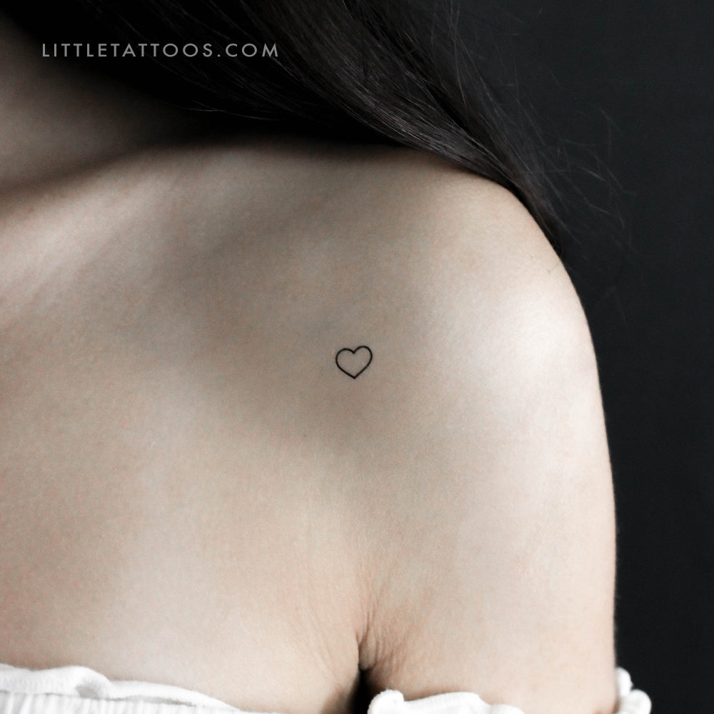 Tiny Heart Outline Temporary Tattoo - Set of 3