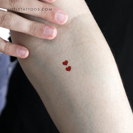 Two Red Hearts Temporary Tattoo - Set of 3