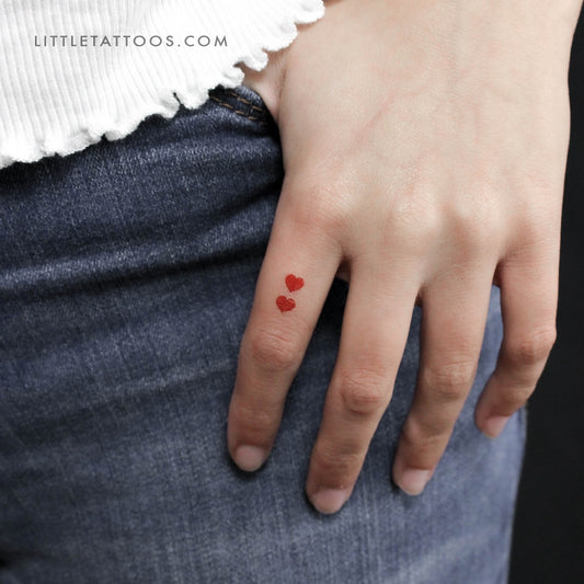 Two Red Hearts Temporary Tattoo - Set of 3