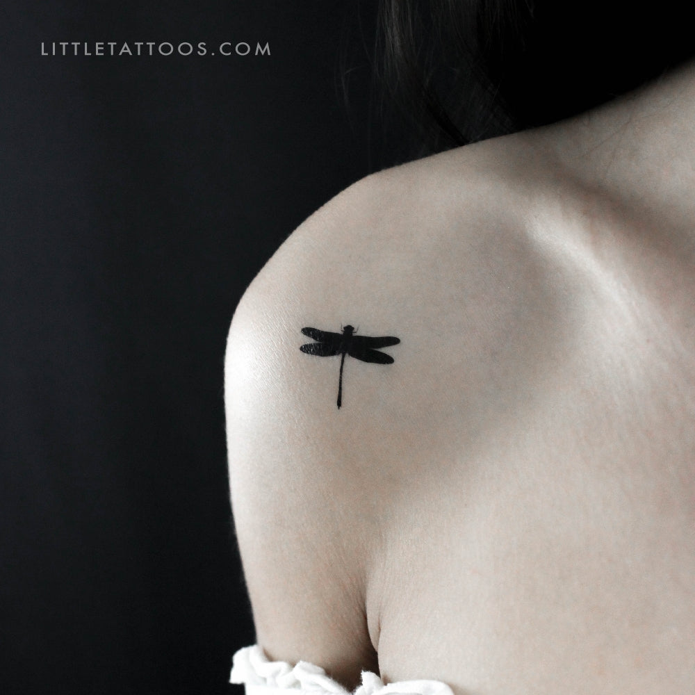 Black Dragonfly Temporary Tattoo - Set of 3