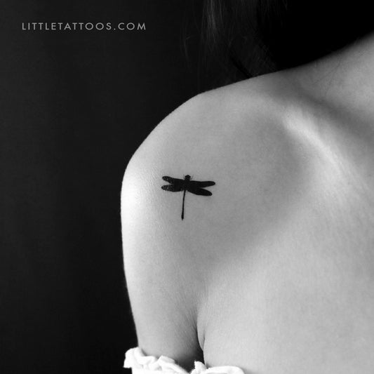 Black Dragonfly Temporary Tattoo - Set of 3