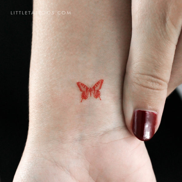 Tiny Red Butterfly Temporary Tattoo - Set of 3