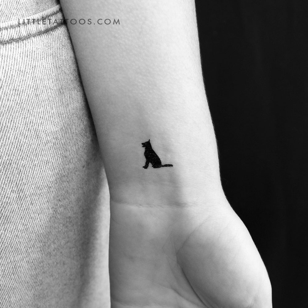 Tiny German Shepherd Temporary Tattoo - Set of 3