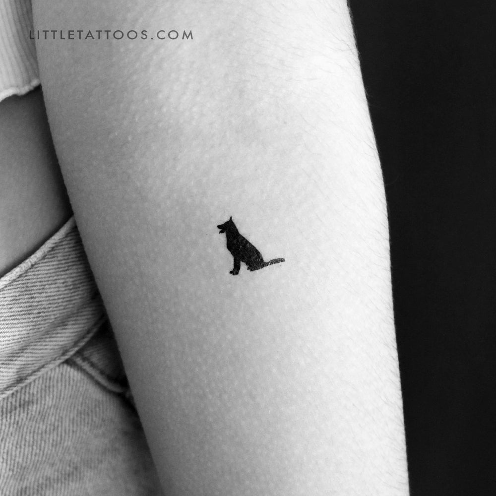 Tiny German Shepherd Temporary Tattoo - Set of 3
