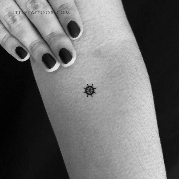 Tiny Ship Wheel Temporary Tattoo - Set of 3