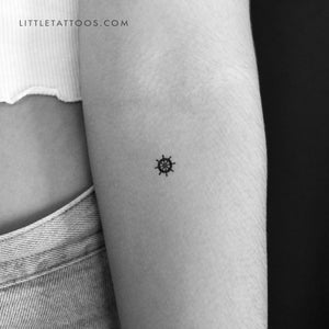 Tiny Ship Wheel Temporary Tattoo - Set of 3