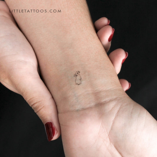 Tatuaje temporal de conejo pequeño de pie (juego de 3)
