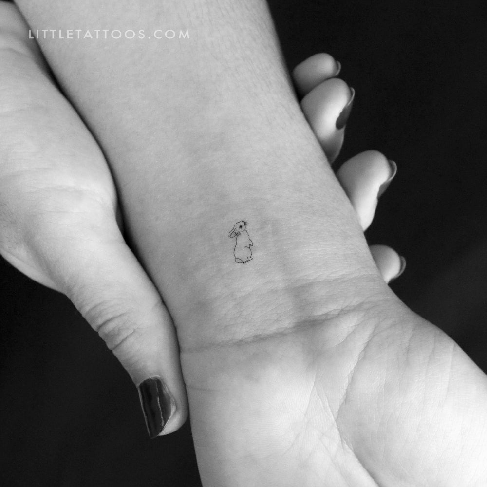 Tiny Standing Rabbit Temporary Tattoo - Set of 3