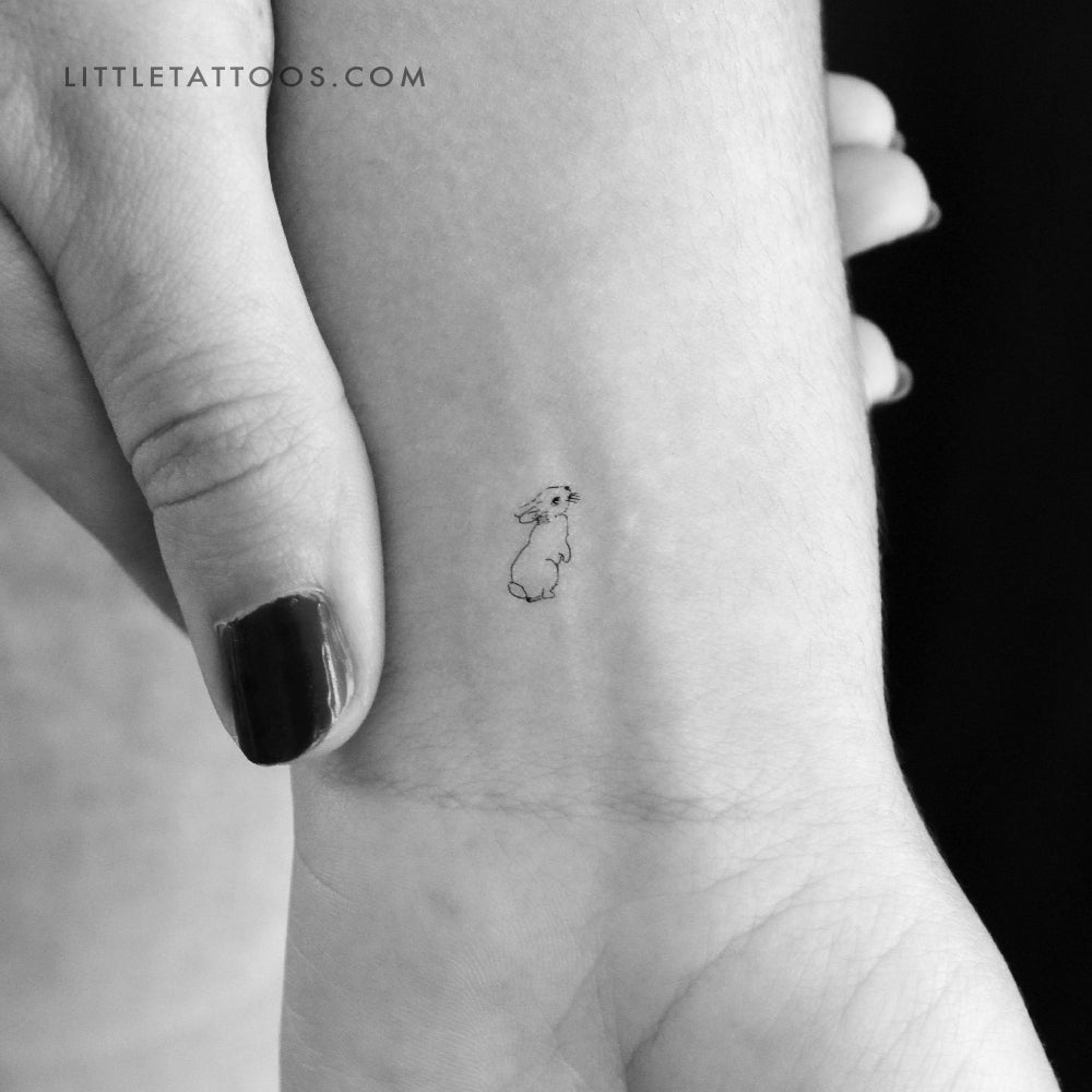 Tiny Standing Rabbit Temporary Tattoo - Set of 3