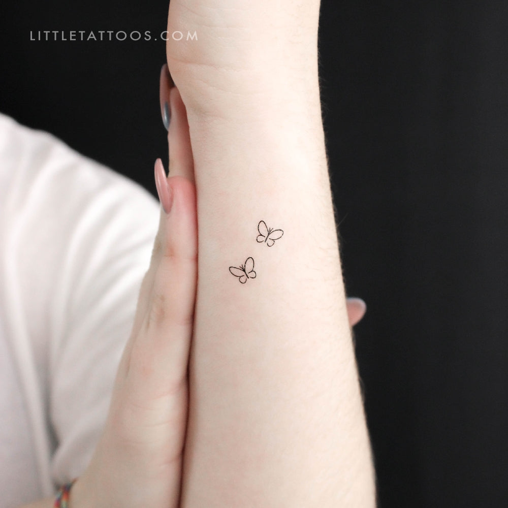 Minimalist Butterfly Couple Temporary Tattoo - Set of 3