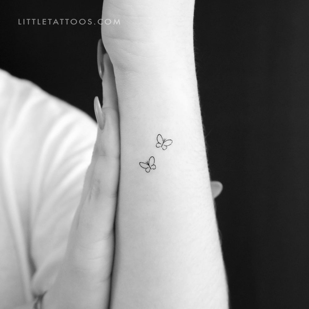 Minimalist Butterfly Couple Temporary Tattoo - Set of 3