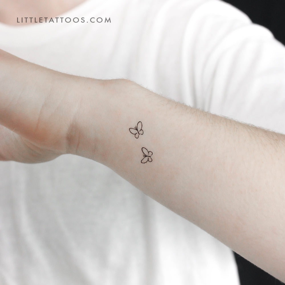 Minimalist Butterfly Couple Temporary Tattoo - Set of 3