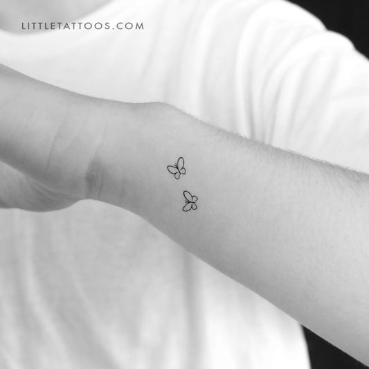 Tatuaje temporal minimalista de pareja de mariposas (juego de 3)