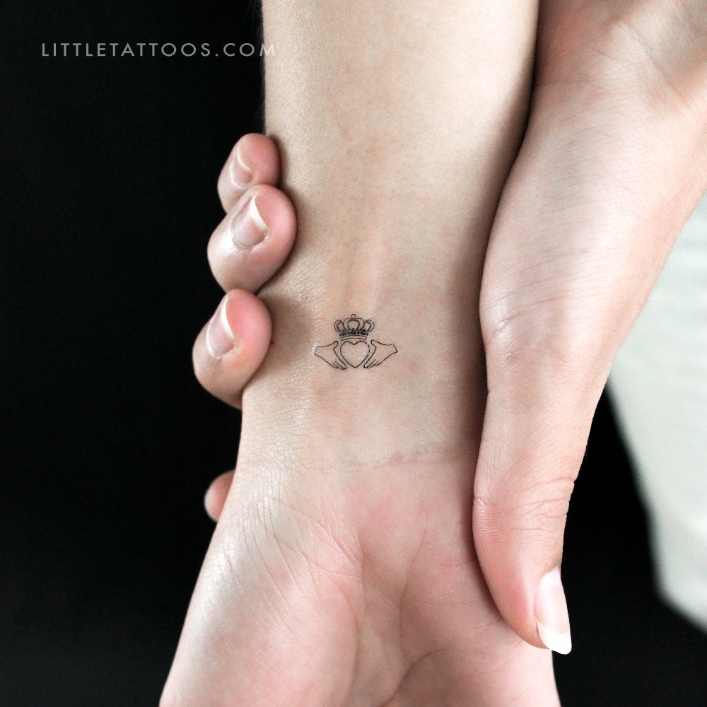 Tiny Claddagh Temporary Tattoo - Set of 3