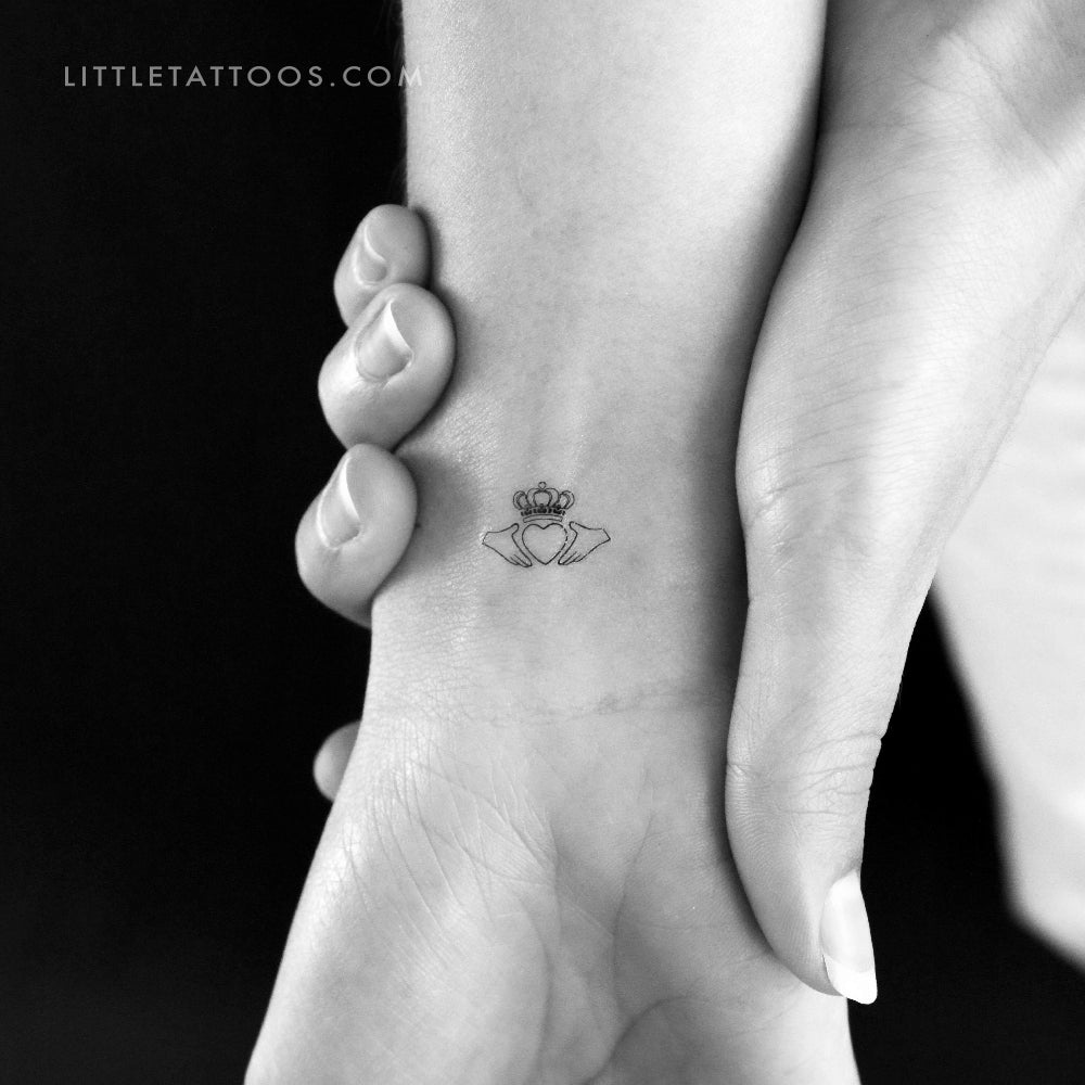 Tiny Claddagh Temporary Tattoo - Set of 3
