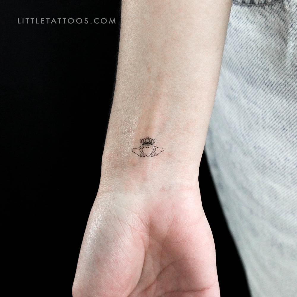 Tiny Claddagh Temporary Tattoo - Set of 3