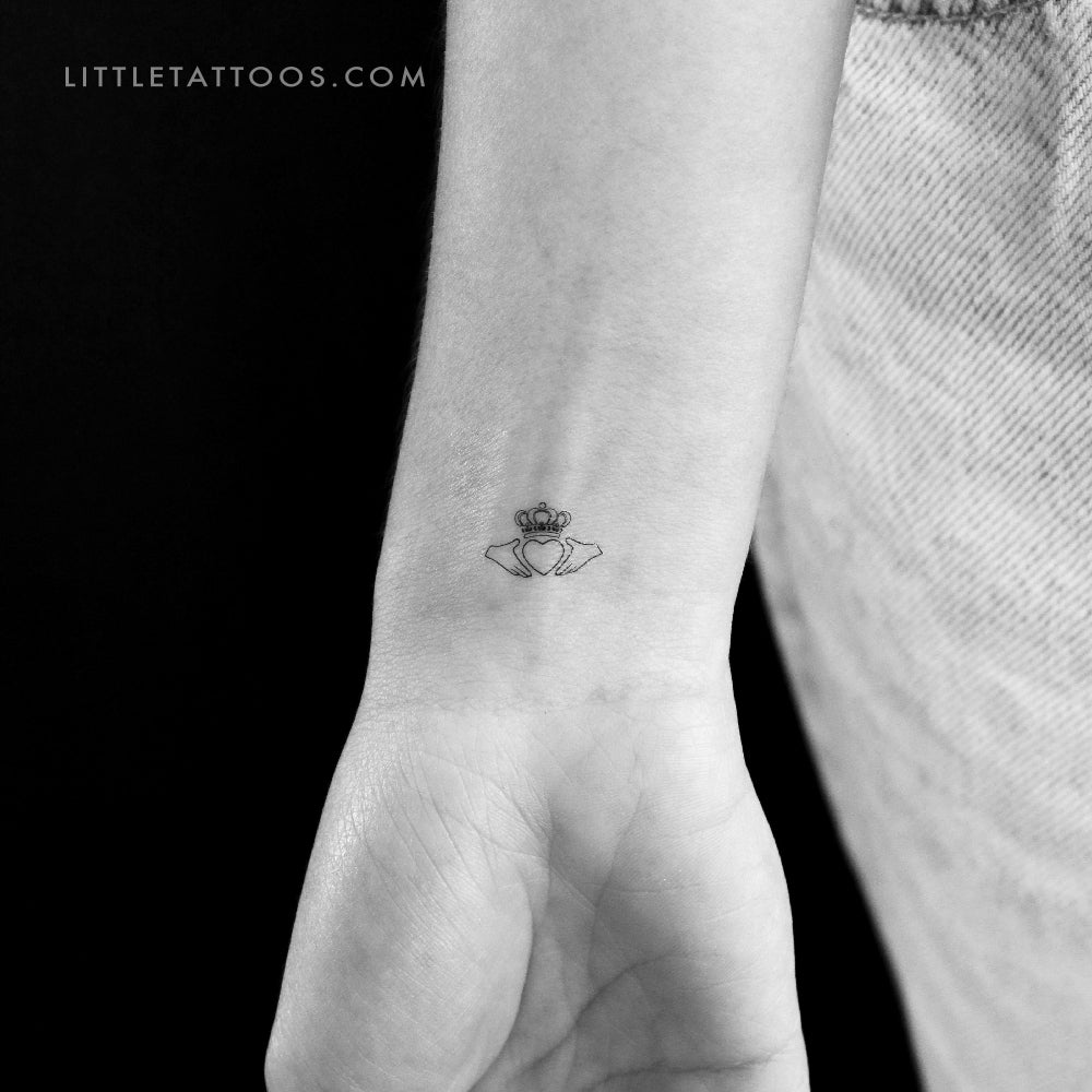 Tiny Claddagh Temporary Tattoo - Set of 3