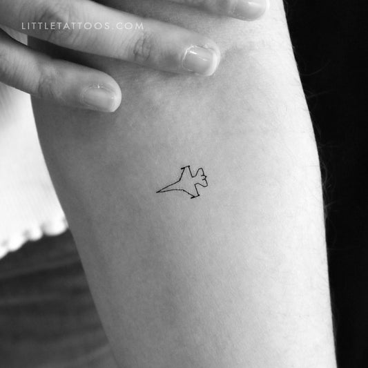 Jet Fighter Outline Temporary Tattoo - Set of 3