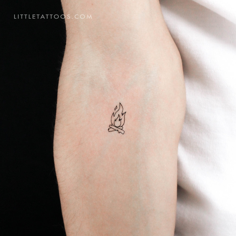 Tatuaje temporal minimalista de hoguera (juego de 3)