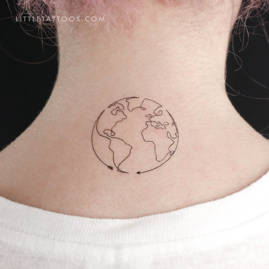 Single Line Earth Arrow Temporary Tattoo by Cagri Durmaz - Set of 3