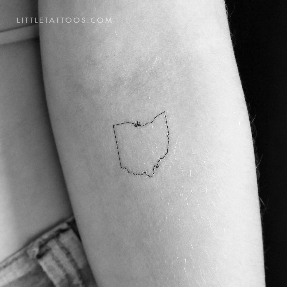 Ohio Map Outline Temporary Tattoo - Set of 3