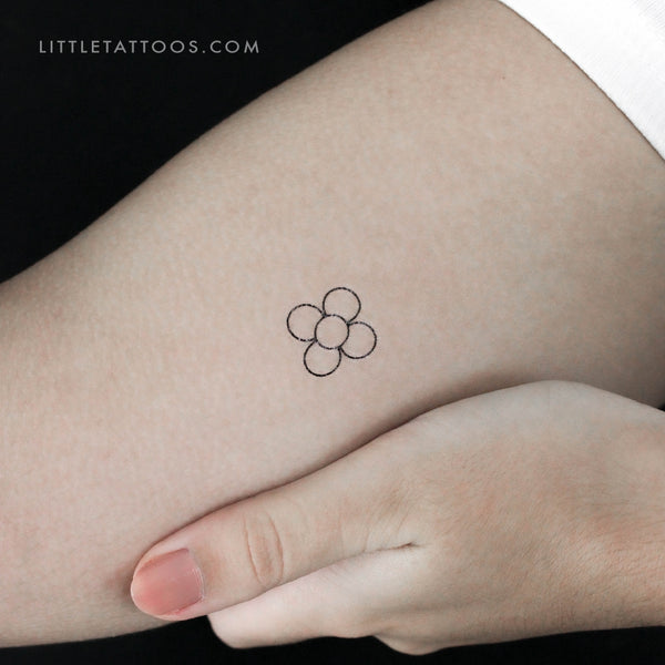 Fine Line Flower Of Barcelona Temporary Tattoo - Set of 3