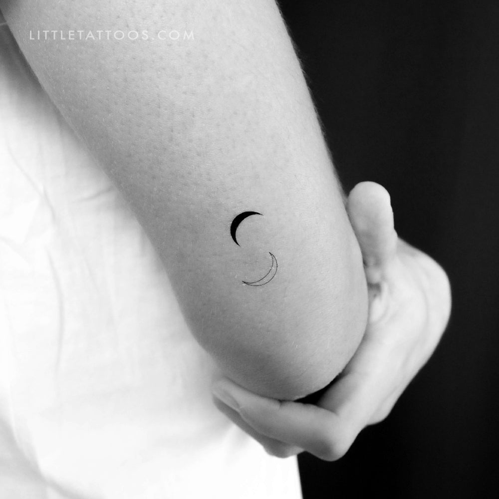 Small Moon Couple Temporary Tattoo - Set of 3