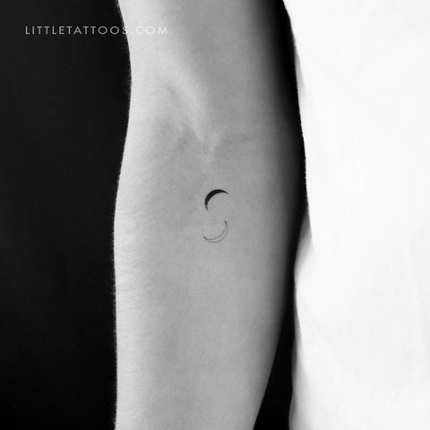 Small Moon Couple Temporary Tattoo - Set of 3