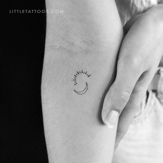 Tatuaje temporal minimalista de sol y luna (juego de 3)