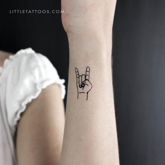 Rock Salute Temporary Tattoo - Set of 3