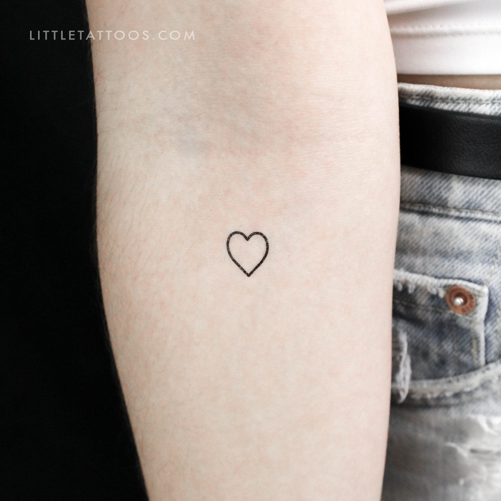 Little Heart Outline Temporary Tattoo - Set of 3