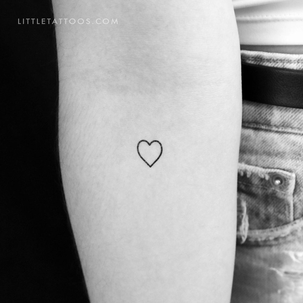 Little Heart Outline Temporary Tattoo - Set of 3