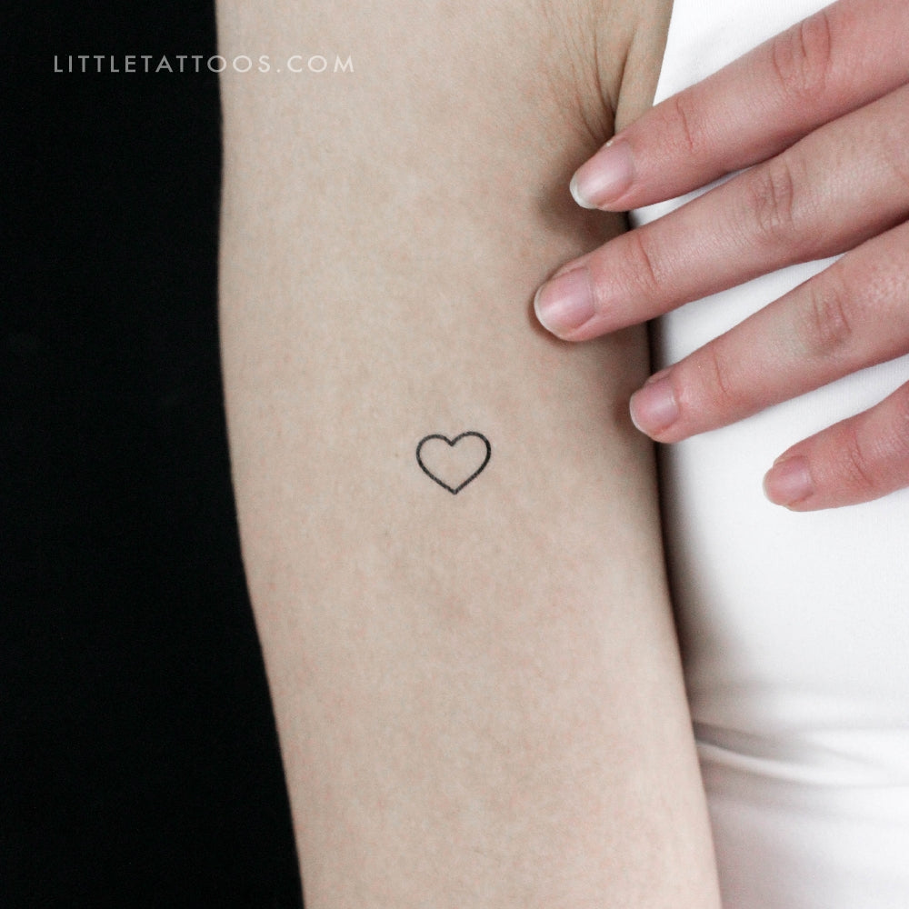 Little Heart Outline Temporary Tattoo - Set of 3