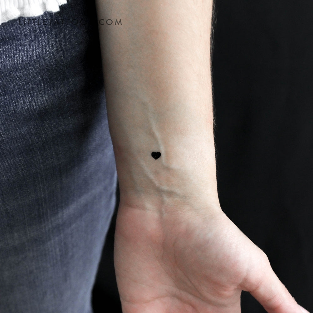 Micro Black Heart Temporary Tattoo - Set of 3