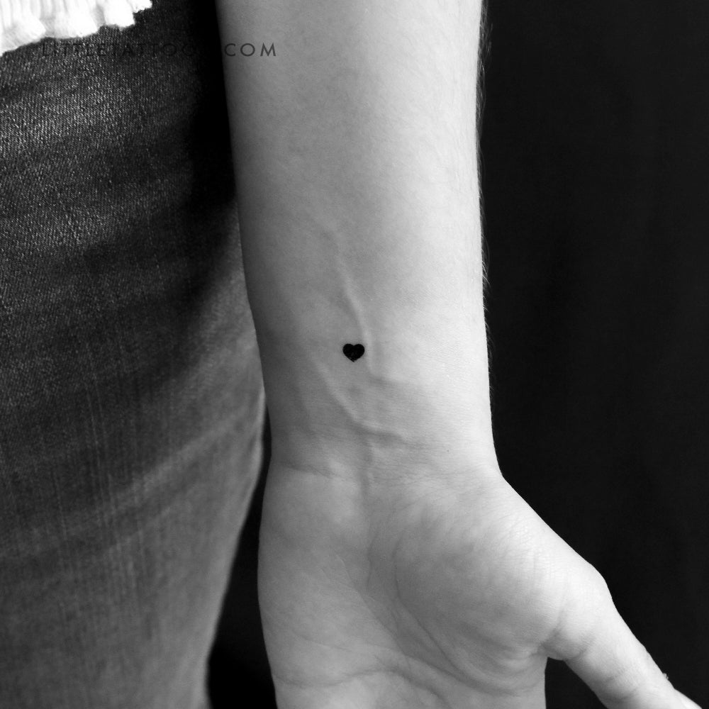 Micro Black Heart Temporary Tattoo - Set of 3