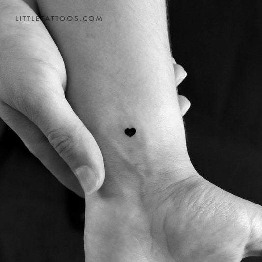 Micro Black Heart Temporary Tattoo - Set of 3