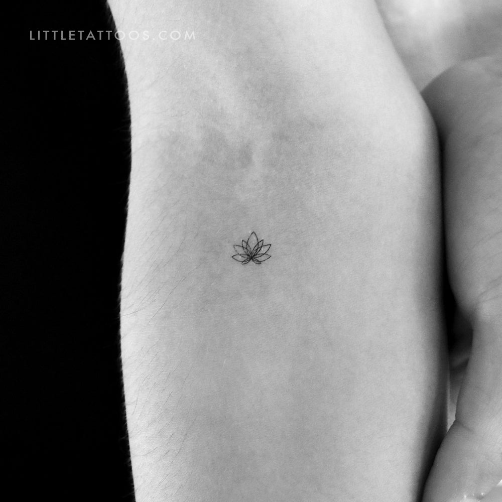 Fine Line Lotus Temporary Tattoo - Set of 3 - SmallTattooShop.com