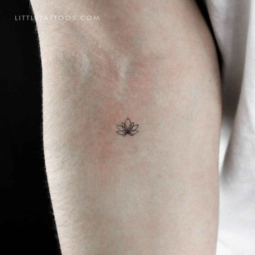 Tatuaje temporal minimalista de loto (juego de 3)