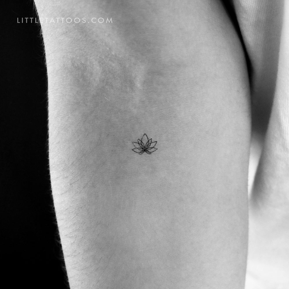 Tatuaje temporal minimalista de loto (juego de 3)